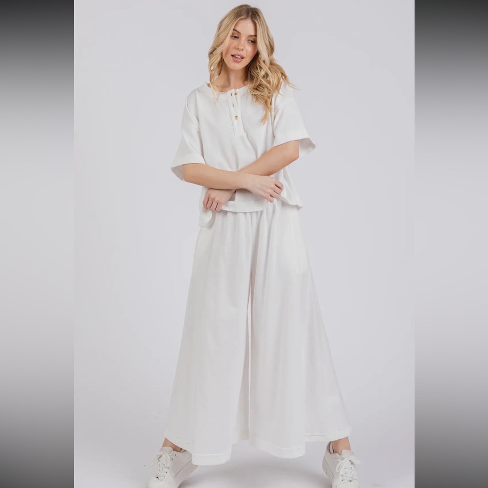 White Wide Leg Jumpsuit - Picture 2 of 7